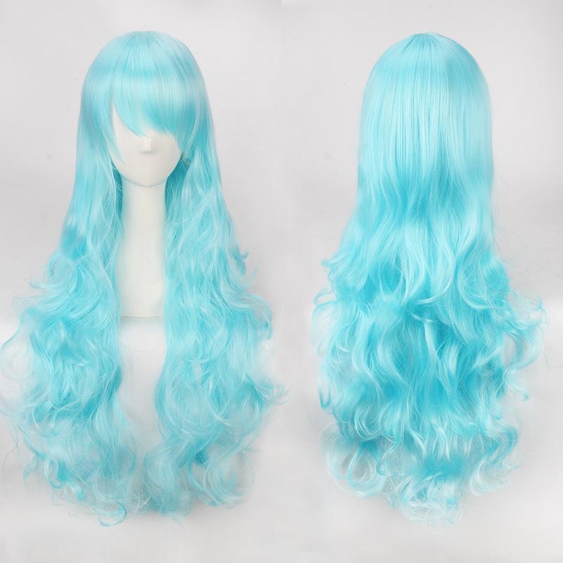 

Anime Cosplay Synthetic Hair 80cm Long Curly Hair Cosplay Color Stage Wig With Wig Cap Women Wavy Ponytails