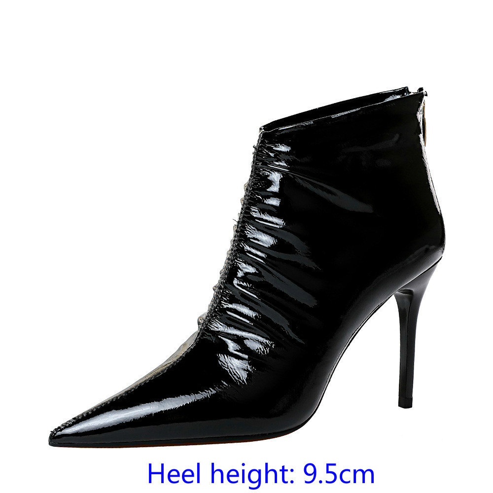 

2020 Winter and Sexy High Stiletto Shiny Leather at Ladies Boots34-40 Avcz, Black single