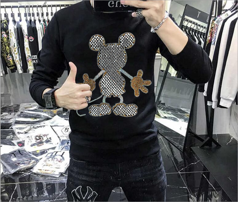 

Diamond Style Oversized Male Funny Hoodies Sweatpants Korean-style Streetwear Man Pullovers Clothes 7xf7, As shown