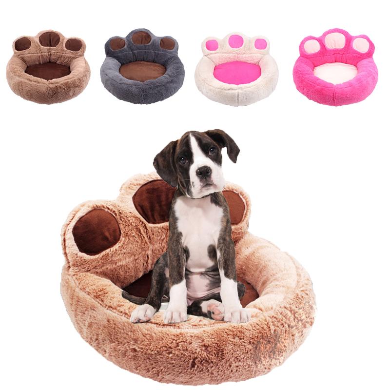 

Plush Dog Cat Bed Washable Round Bear Puppy Beds Warm Fluffy Pet Cats Bed Mat Kennel Sofa For Small Medium Large Dogs, White