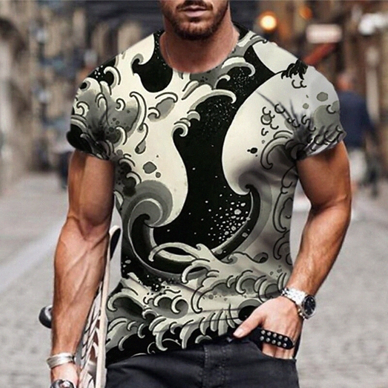 Men's Unisex T shirt 3D Print Abstract Graphic Prints Crew Neck Street Daily Print Short Sleeve Tops Casual Designer Big and Tall Sports Khaki