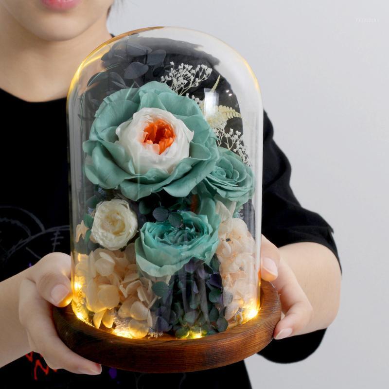 

Roses in flasks immortal flowers in glass lids romantic gifts for Valentine's birthday Christmas Valentine's Day gifts for loved1, Pink