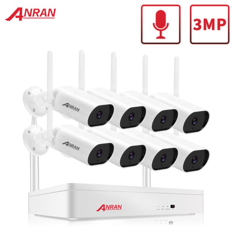 

ANRAN 3MP Wireless NVR Kit Security Surveillance Camera Kit Wifi Audio CCTV Camera System Outdoor Wireless System