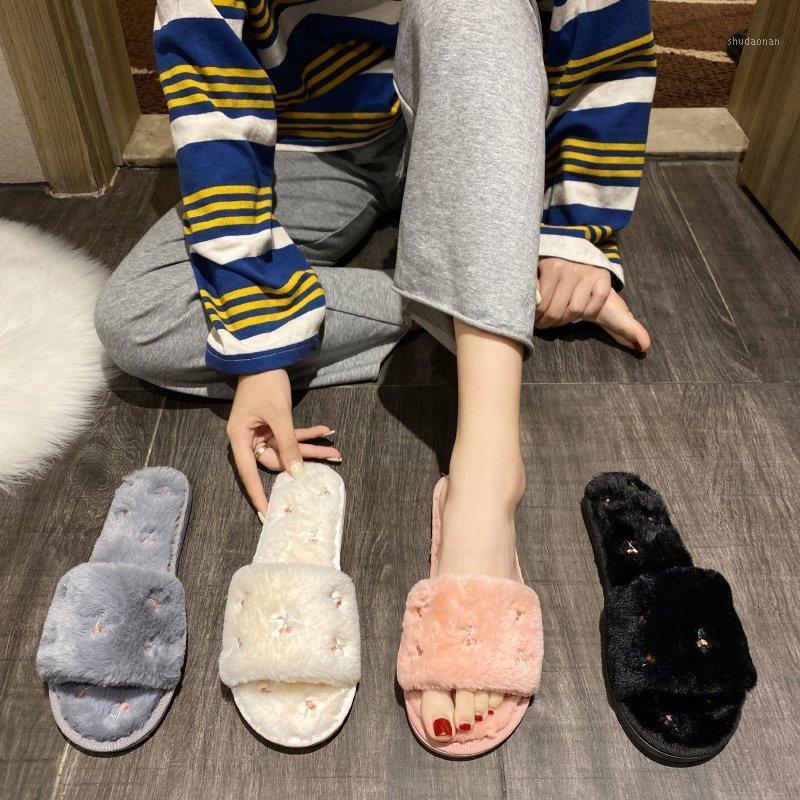 

Noworry Women Slippers Winter Shoes Flat Sweet Home Slippers Woman Indoor Fur Warm Soft Slip On Black Pink Grey Female Slipper1, White
