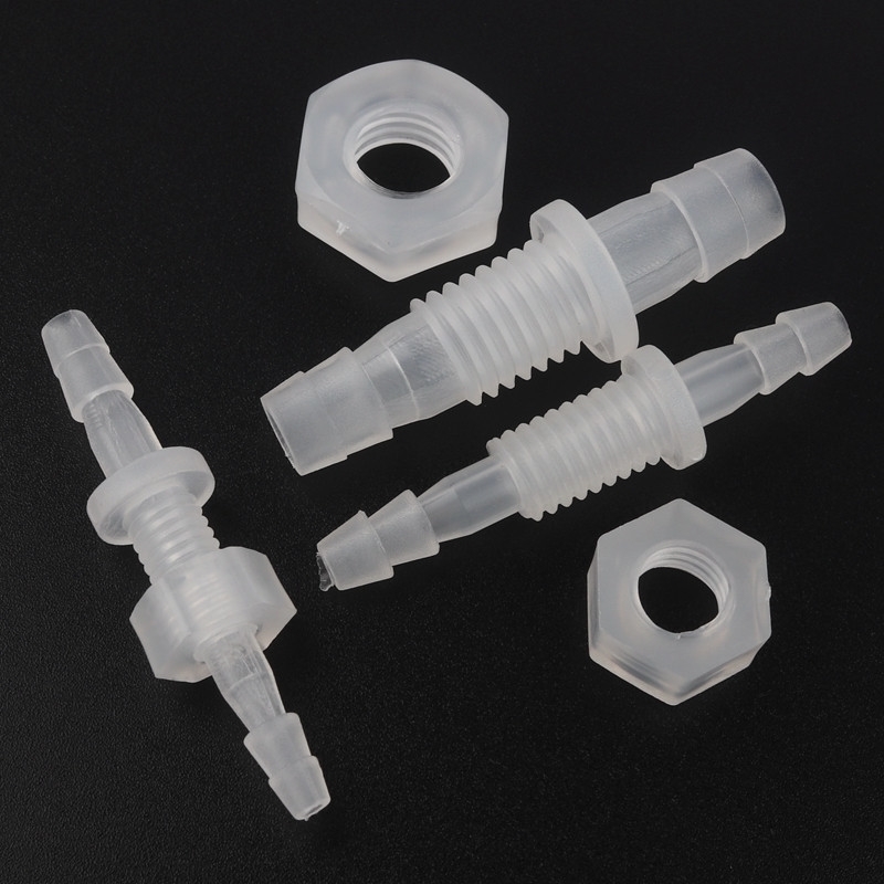

100pcs 3~8mm M6~M10 PP Thread PP Straight Connectors Hex Nut Aquarium Tank Air Pump Fittings Drinking Water Hose Pagoda Joints 201204, White
