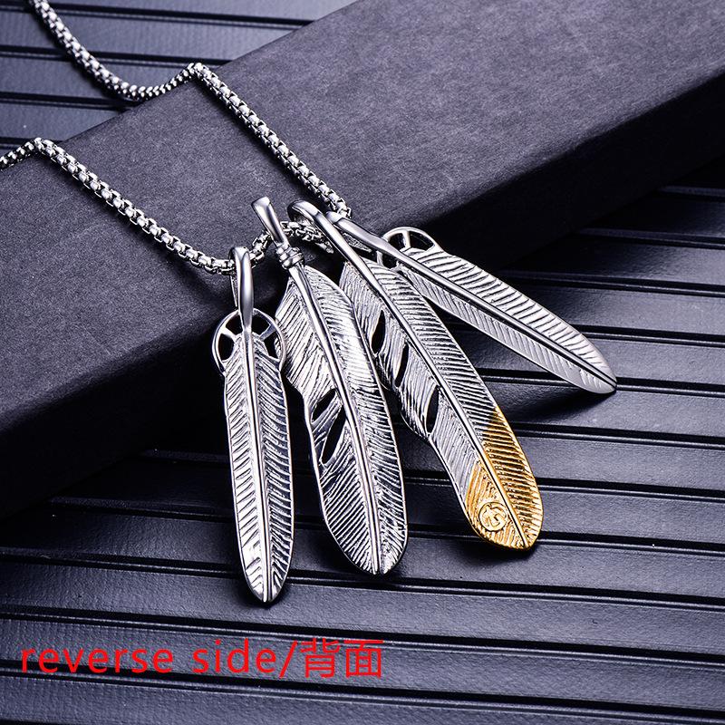 

1 Men and Women's Gothic Style Jewelry Sydney Feather Necklace Engraved on The Leaves of Eagle Goro Feather Pendant Wholesale