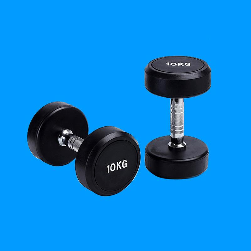 

2.5kg-45kg factory direct fixed rubber dumbbell men's fitness round head dumbbell rubber iron fitness single, Red