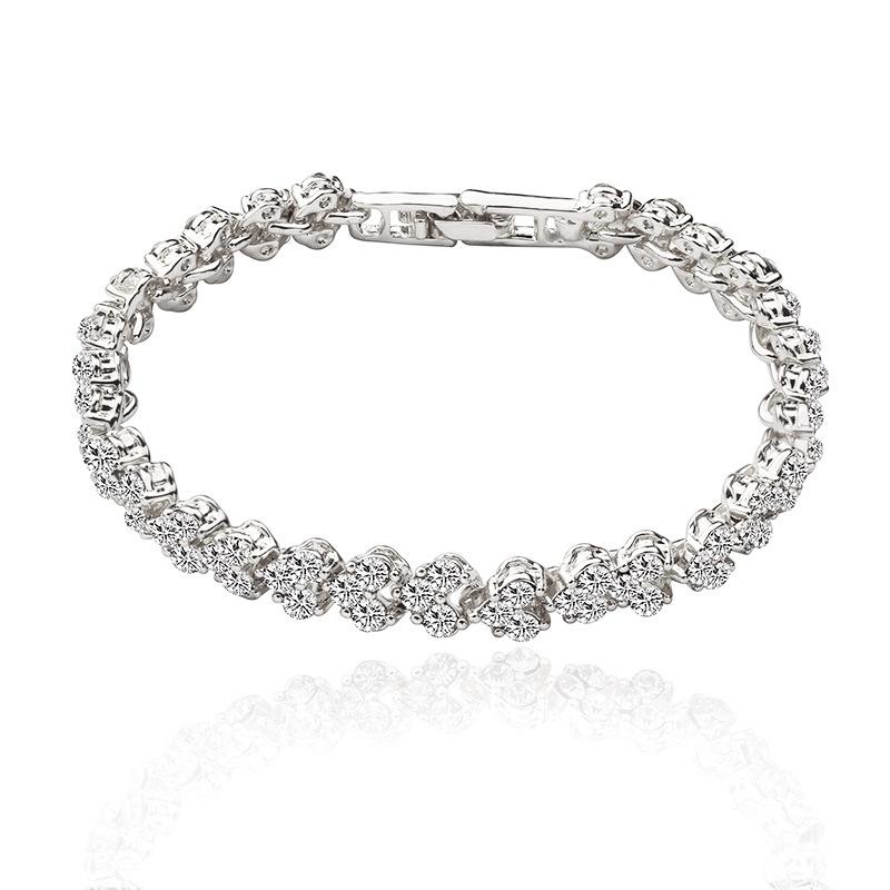 

Luokey Fashion Roman Crystal Bracelets For Women Gold Silver Color Heart Zircon Bracelets & Bangles Charm Jewelry Gift Wholesale