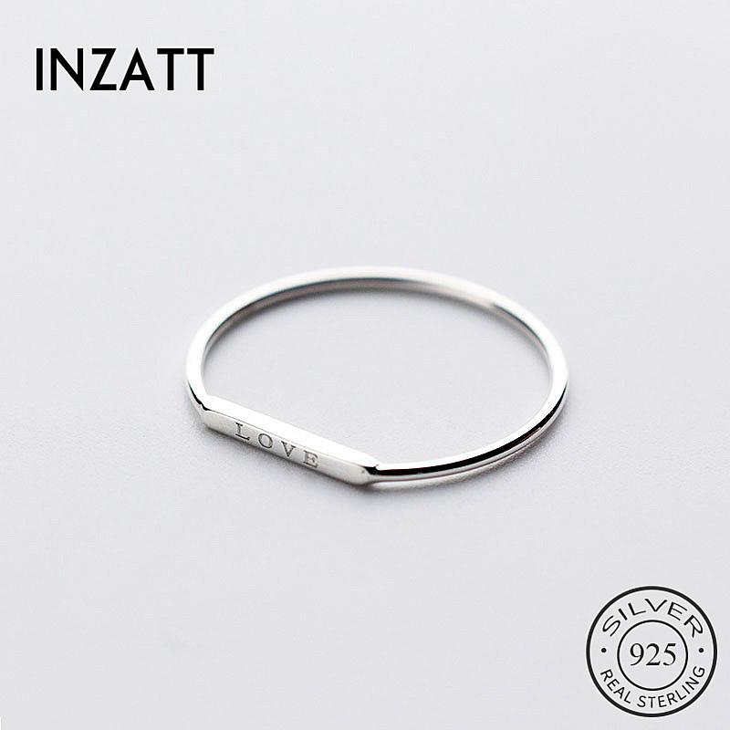 

INZAReal 925 Sterling Silver Love letter Ring For Fashion Women Party Cute Fine Jewelry Minimalist Accessories 2020 gift