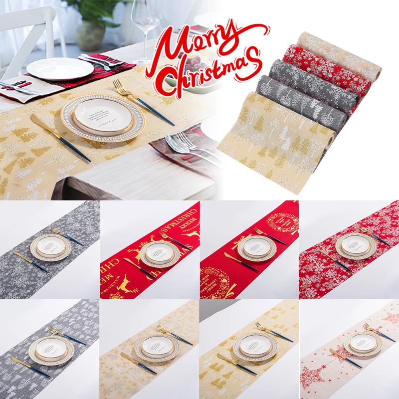 

Table Cloth 1PC 28x270CM Merry Christmas Red Snowflake Snowman Long Runner 270CM Home Decor Cover
