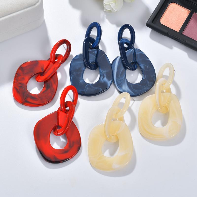 

Dangle & Chandelier MESTILO Fashion Red Geometric Irregular Acrylic Resin Lock Drop Earrings For Women Long Acetic Acid Statement Jewelry Gi
