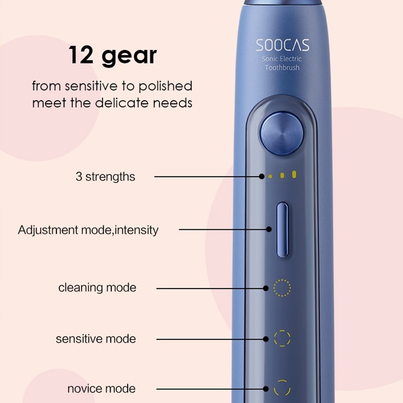 SOOCAS X5 Electric Toothbrush Ultrasonic Toothbrush Upgraded Adult Rechargeable 12 Clean Modes With Brush head Wireless Charging 201118-image-635645851