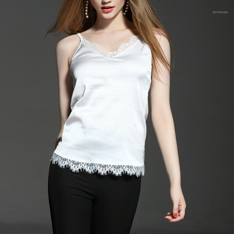 

2020 New Summer Sexy Black Lace Camis Crop Tops Women Imitation Silk Basic Vest Running Yoga Vest V-neck Camisole Tops Plus Size1