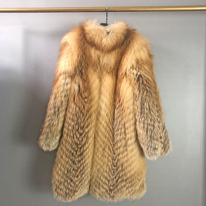 

fox woman natural coats women Real fur collar coat Keep warm in Winter QD.YISHANG 201103, Beige