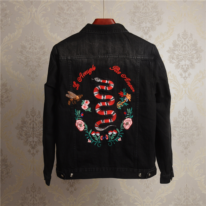 

2021 New Long-sleeve Man Come Back Embroidered Bee Lavaveugle Par Amour Denim Coats Abstract Jackets # N108 K5KG
