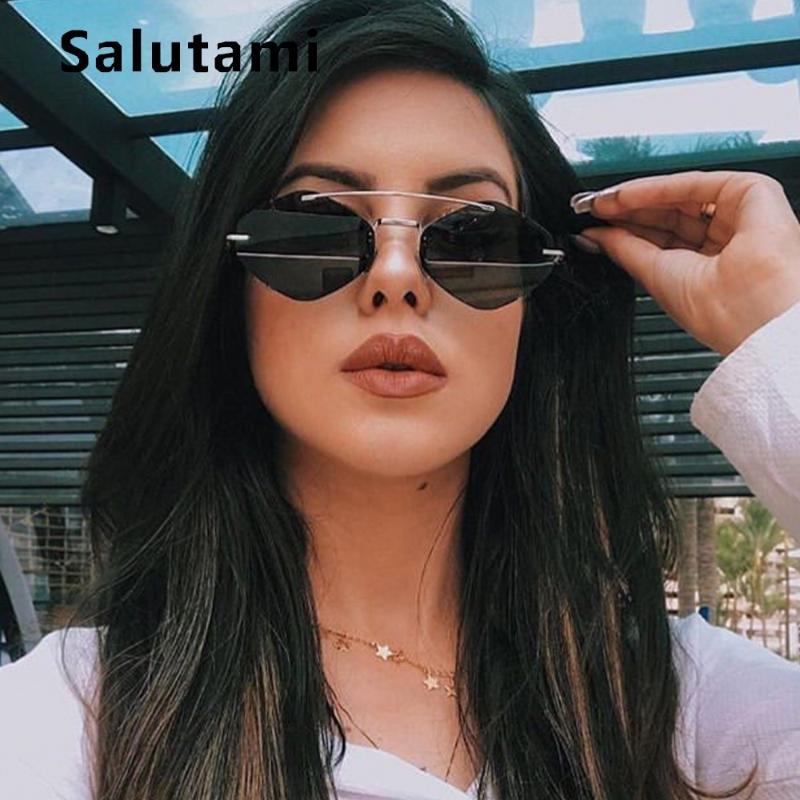 

Rimless Polygon Women Sunglasses 2020 Alloy Frameless Small Sun Glasses Men Vintage Chic Black Yellow Clear Shades