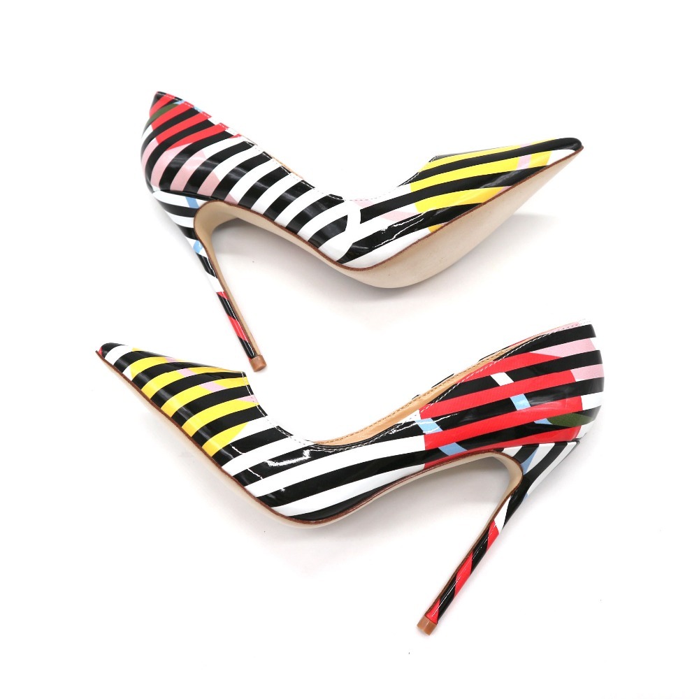 

Women's Fashion Fret Zebra Stripe Toe Pointed Heel Stiletto Designer Bombs Six Inches Meh0, 41