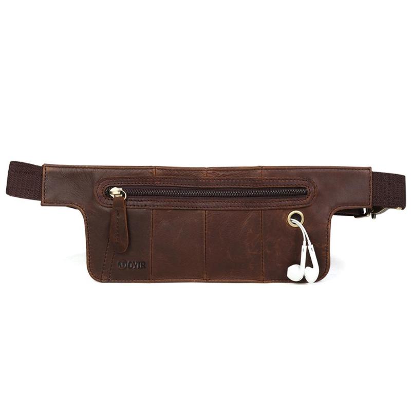 

Male Genuine Leather Vintage Waist Bag Chest Fanny Pack Bum Messenger Crossbody Bag Crazy Horse Waist Belt Phone, Brown