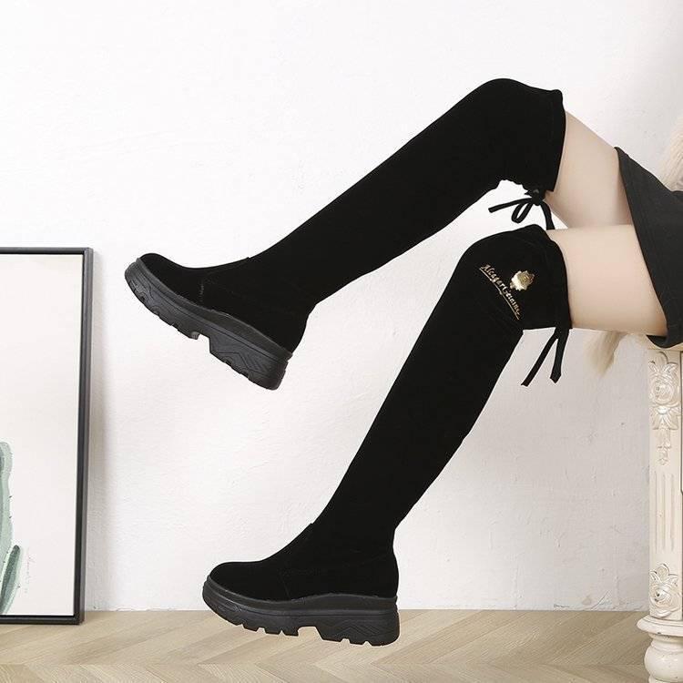 

2021 New Over The Knee Boots Women Stretch Fabric Women Thigh High Sexy Woman Shoes Long Bota Feminina zapatos de mujer1, Black-2