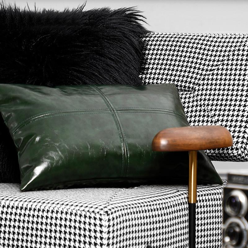 

Shiny Oil Wax Leather Pillow Case Cushion Cover Retro Solid Cojines Decorativos Para Sofa Luxury Throw Pillows Cushions Coussin, Green