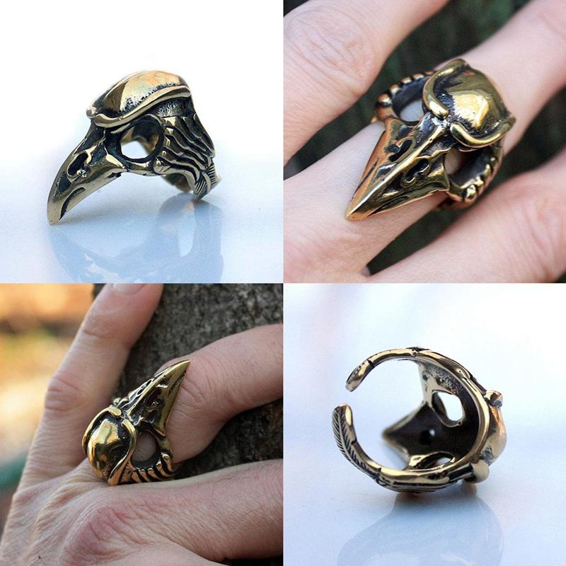 

Special Bird Skull Raven Ring Punk Style Jewelry Adjustable Cool Bird Crow Head Skeleton Halloween Ring