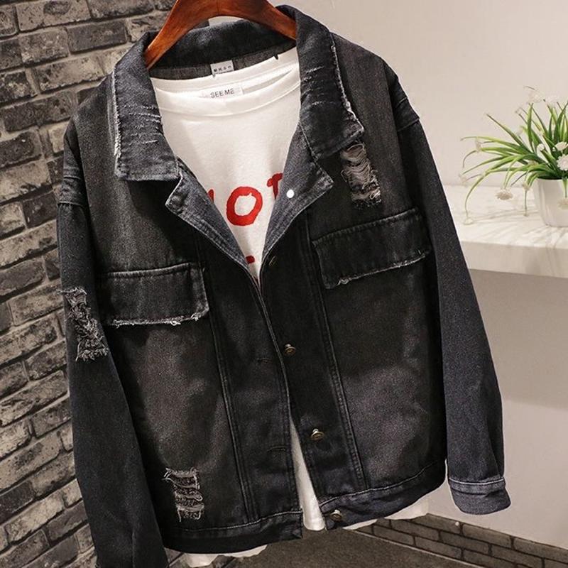 

Fashion Women Basic Coats Black Jeans Jacket Female Streetwear Denim Jacket Women Loose Oversize Jeans Coat