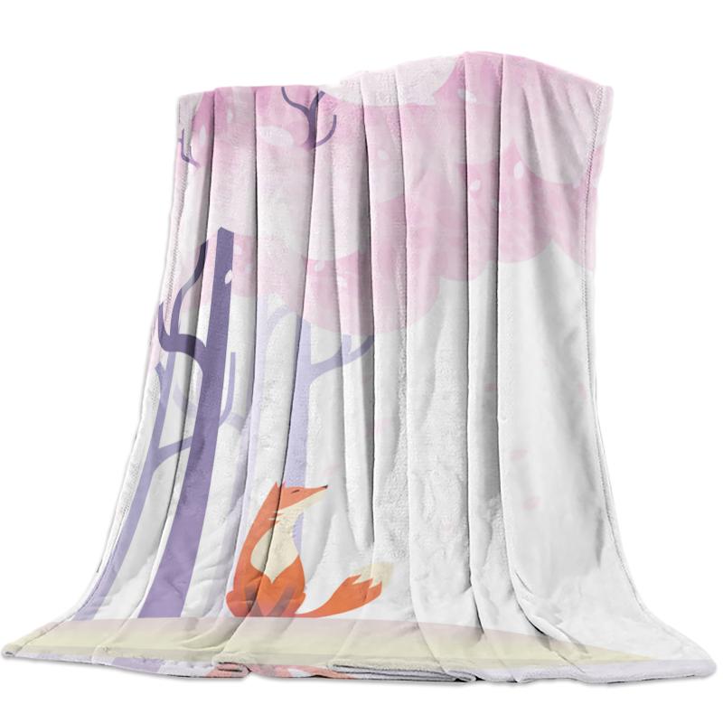 

Illustration Cherry Blossom Throw Blanket Portable Soft Blanket for Sofa Microfiber Flannel Blankets for Beds