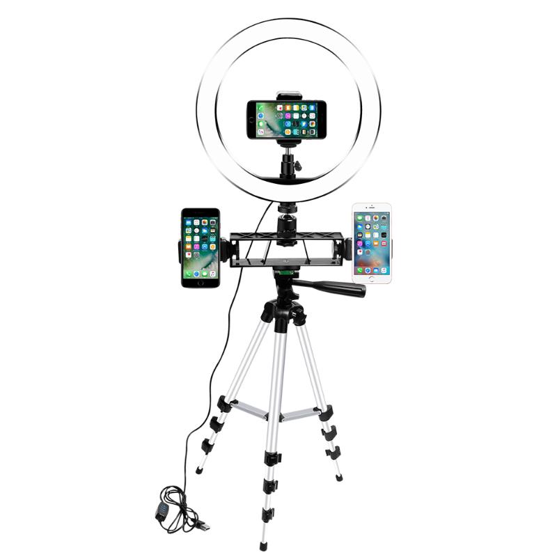 

Ring Lamp 26Cm/16Cm For 3 Cell Phones Ringlight Led Brighter Light Ring For Youtube Adjustable Tripid Stand 136cm Light