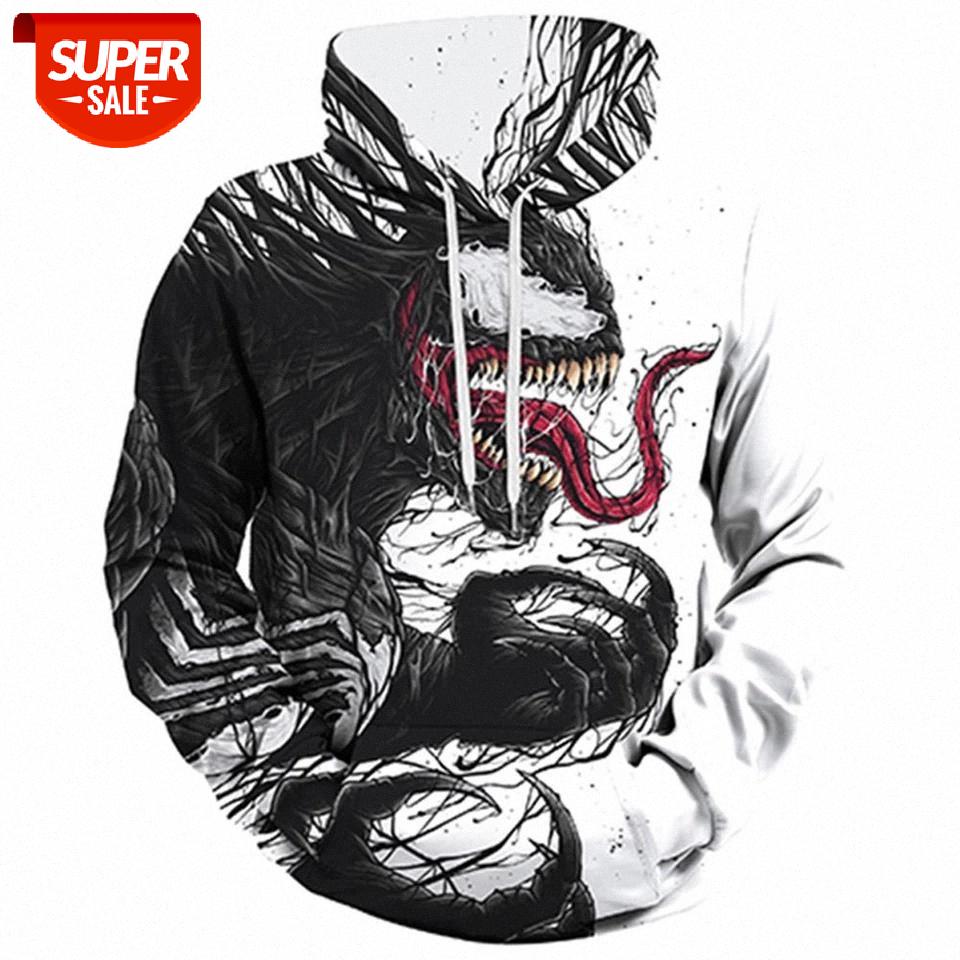 

Wenom Galaxy Men 3D Skull Hoodies Hip Hop Streetwear Hooded Men's Sweatshirts Pritned Hoody Horror Pullover Hoddies 3XL 4XL #Ve1f, Black