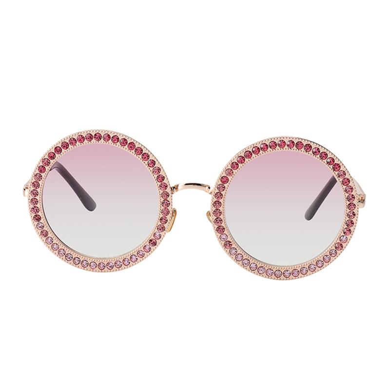 

Retro Vintage 2020 Women Round Crystal Sunglasses Brand Designer Luxury Rhinestone Sun Glasses High Quality Shades UV400 ss970