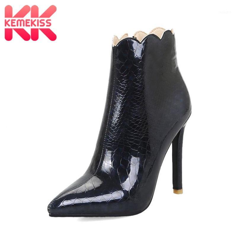 

KemeKiss Women Ankle Boots Plus Size 32-47 Ins Fashion Sexy Pointed Toe Shoes Women Winter Add Plush Thin Heels Booties Mujer1, Gold without fur