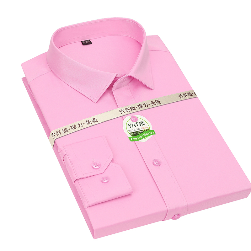 

2021 New Brand Elastic Bamboo Fiber Solid Color Formal Long Sleeve Square Collar Men's Top Casual Office Shirt S-5xl 2qm6, 1ldbl-kh311