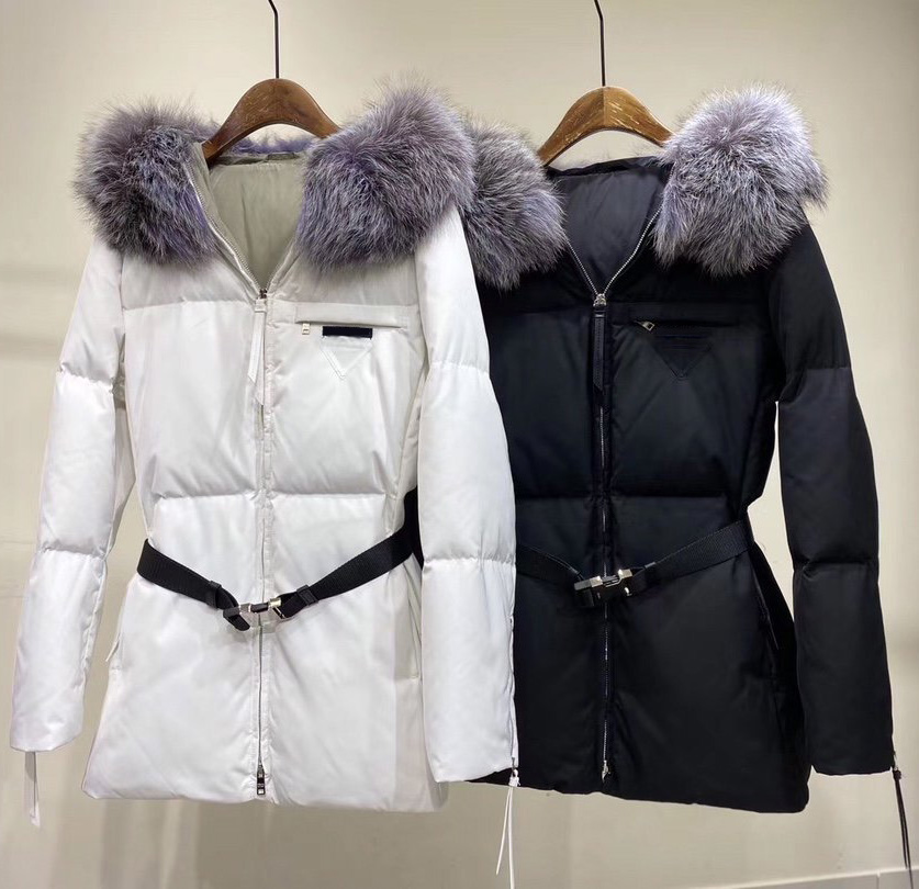 

Women Desinger Winter Long Parkas Fashion Women Winter Clothing Windbreaker Long Down Coat with Belt Black Color Size  M L XL