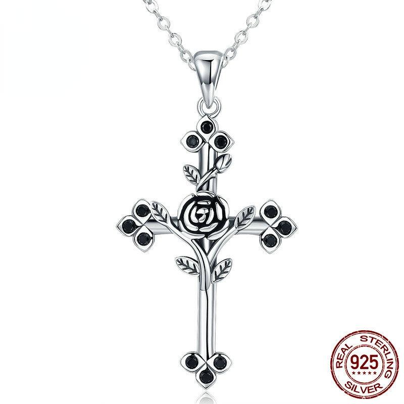 

Chains Personalized Rose Cross Necklace