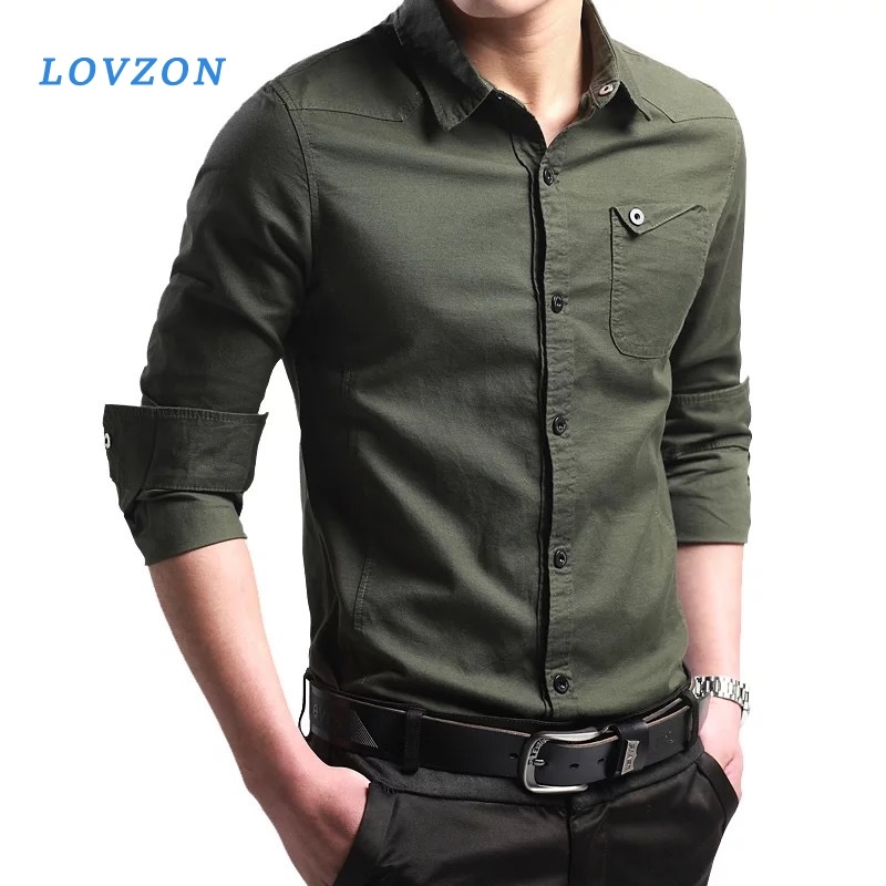 

New Spring Button Down 100% Cootn Military Shirt Men Long Sleeve Casual Shirts Tactical Business Shirt, Navy