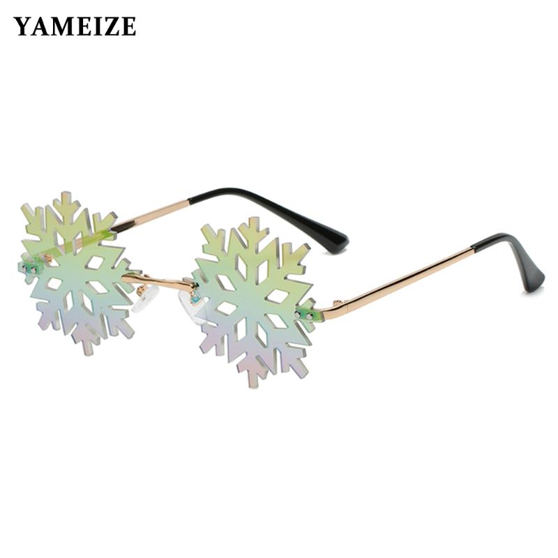 

YAMEIZE Fashion Christmas Sunglasses Snow Shaped Unique Rimless Sun Glasses Party Eyewear Photo Props Eyeglasses Decoration