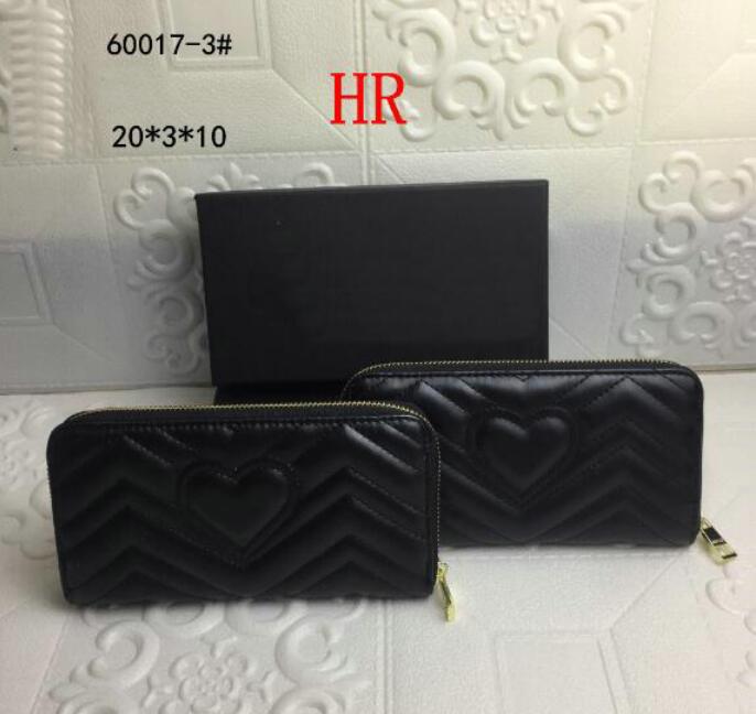 

Women black Zig Zag Credit card holder leather long zipper marmont Coin purse wallet Fashion love clutch wallets