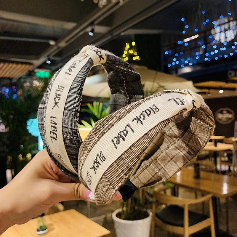 

Women Fashion Letters Wide-Edged Bow Headband Fabric Light Color Hair Makeup Hair Band Accessories