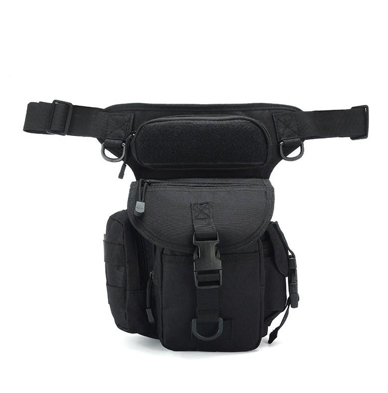 

waterproof waist leg bag Camouflage functional style cycling bag multifunctional moto bike, Black
