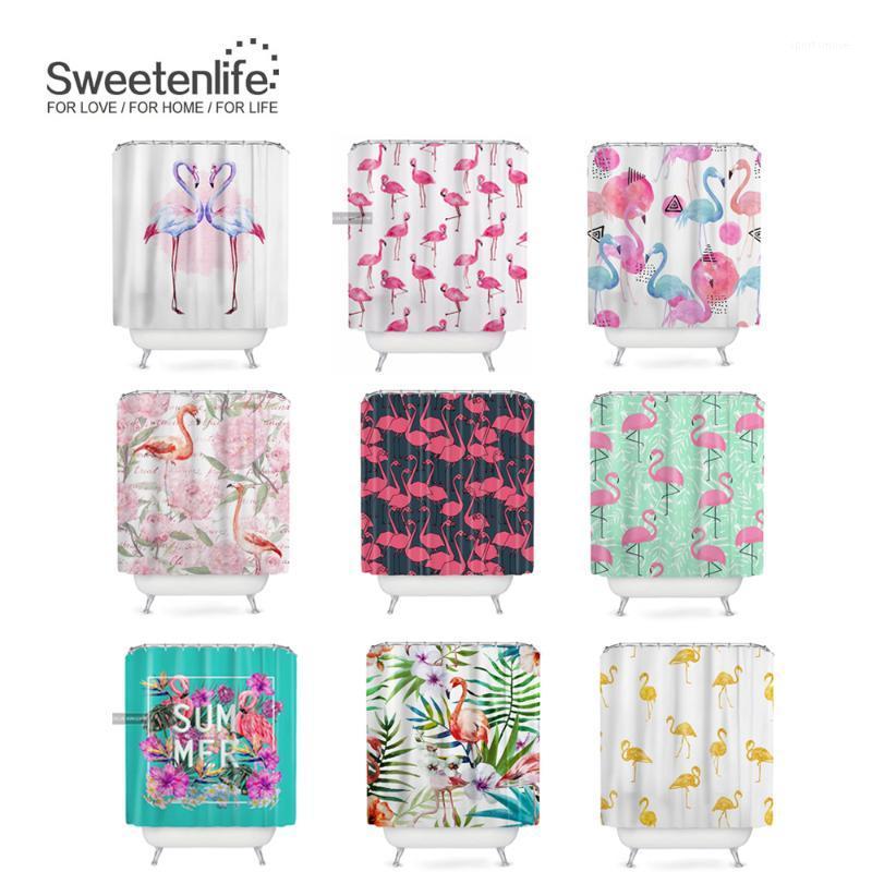 

Sweetenlife Pink Shower Curtain Flamingo Curtain For The Bathroom Eco-friendly Bath Curtains Waterproof Bath Screens Wholesale1
