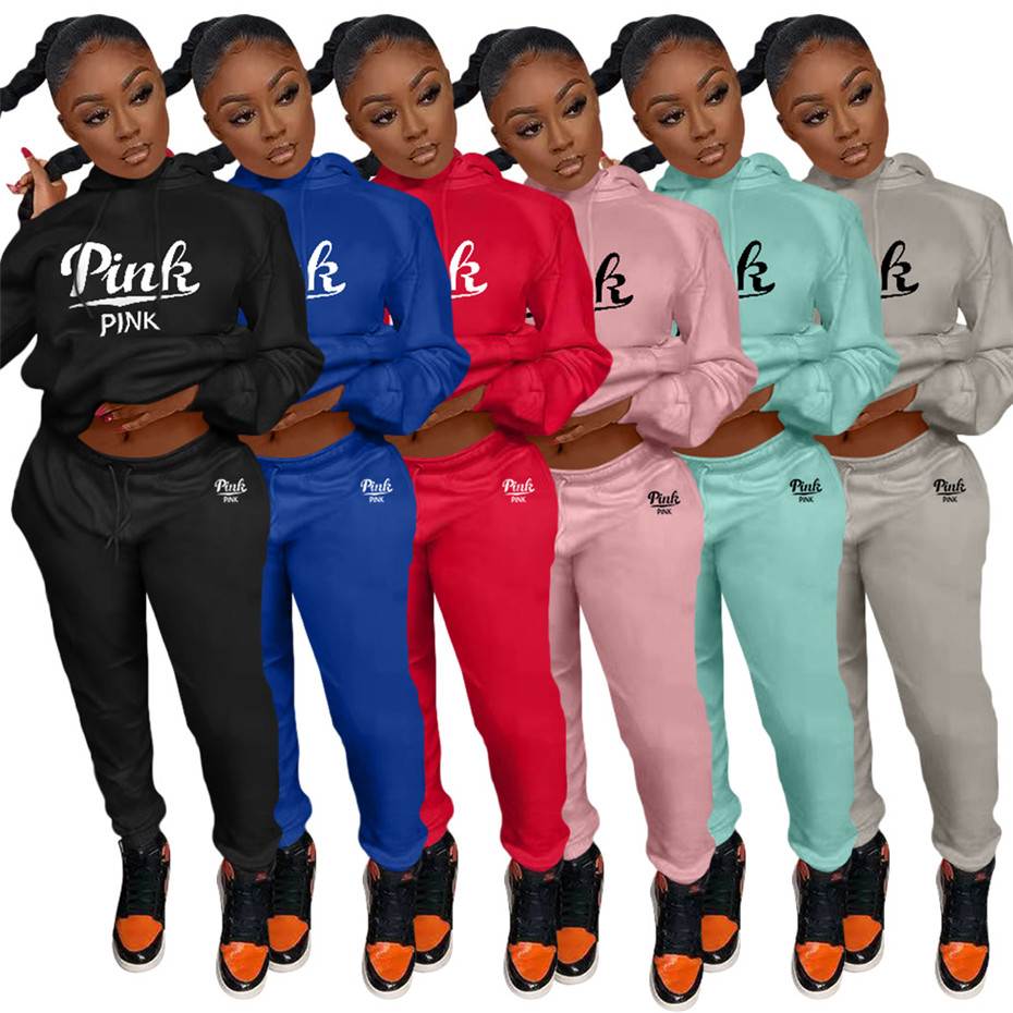 

Fashion Designer Hoodies Tracksuits Two Piece Set Women Hooded Outfits Jogging Sportsuit Sweatshirt Sport Suit K8616, Black p