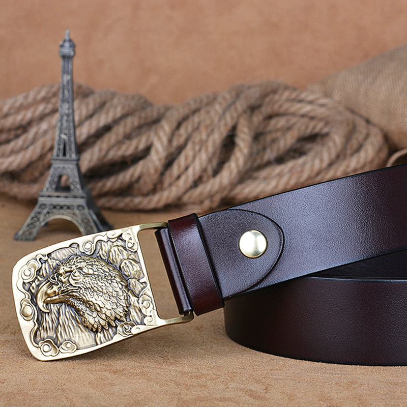 

Bronze eagle luxury buckle of men reap genuine man's leather mujer male belt 57DB, Black