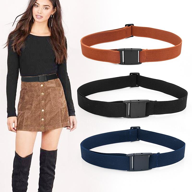 

Buckle-free Elastic Unisex Basic Waistbelt Waist Bands Comfortable Invisible Belt All-Match -OPK, Black;brown