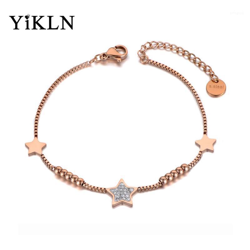 

Charm Bracelets YiKLN Cute/Romantic Crystal Star For Women Girls Stainless Steel CZ Chain Bracelet Christmas Gift YB191311