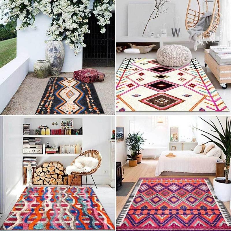 

American Moroccan casual retro geometric ethnic style color red living room bedroom bedside carpet floor mats, 2503-1