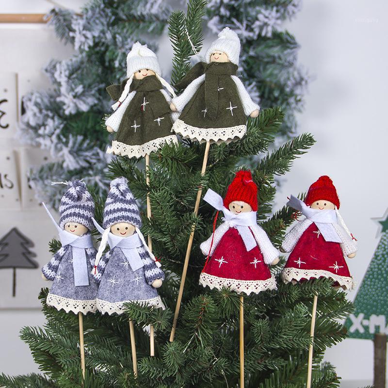 

New Year Cute Girl Boy Doll Wood+cloth Christmas Tree Cuttings Ornaments Christmas Decoration for Home Noel Favors Hang Kids Toy1