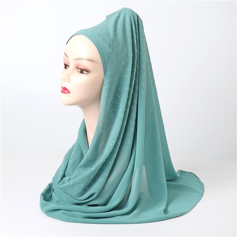 

Plain Bubble Chiffon Hijab Scarf Women Shawl And Wrap Head Scarf With Diamond Glitter Gold Solid Color Muslim Hijab Long Scarves