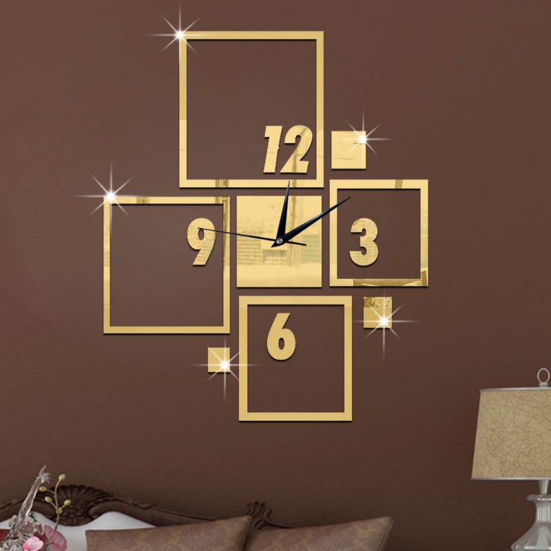 

DIY 3D clock wall clock creative living room bedroom fashion mirror mute