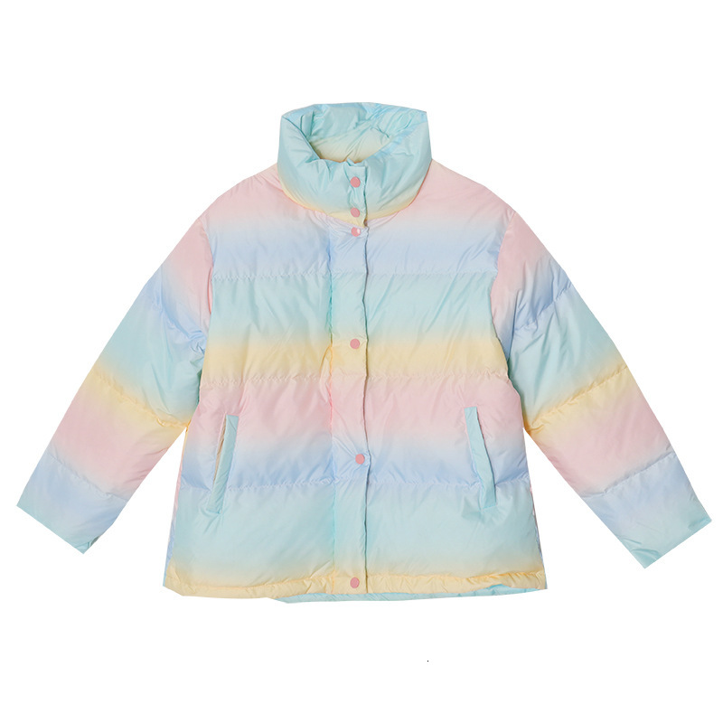 

2021 New Autumn and winter gradient sweet design simple casual all-match girls bushy cotton quilted jacket MQ2F, Pink color