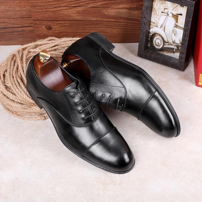

The new 2020 men's shoes with men's shoes business elegant gentleman gentleman SanJieTou dress, Black